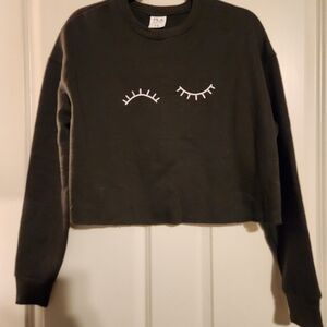 Cropped Sweatshirt with Eyelashes